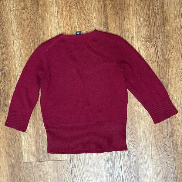 VTG y2k Gap Burgundy Wool Angora Cashmere 3/4‎ Sleeve Cardigan Sweater Small - Image 5