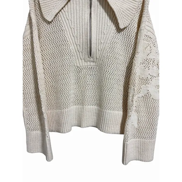Anthropologie Daily Practice Half-Zip‎ Oversized Pullover Sweater Cream Medium - Image 5
