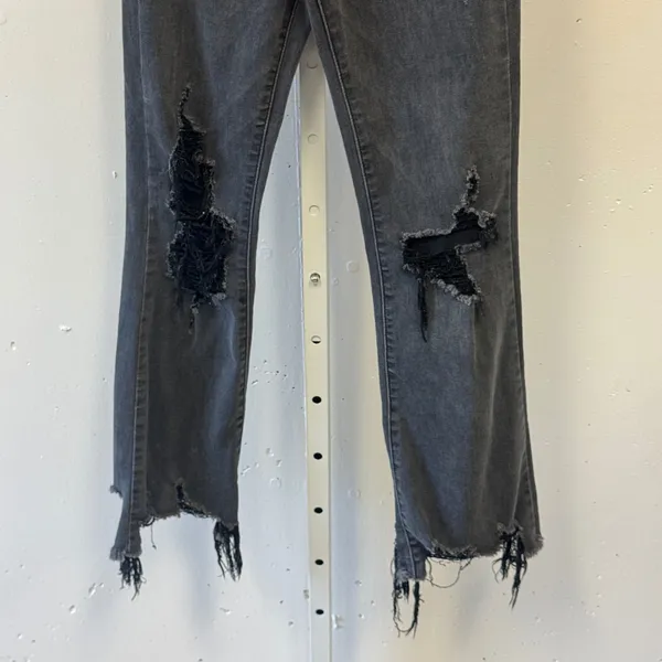Hidden LA Jeans Gray High Rise Distressed Frayed Hem Button Fly Cropped Jeans 25 - Image 4