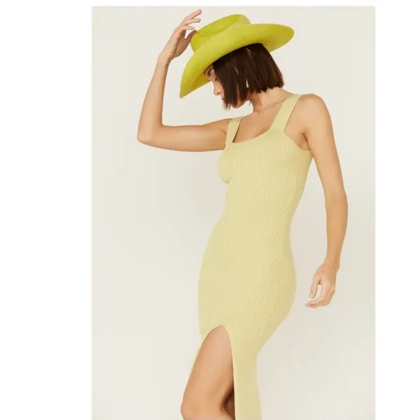 Shyanne Women's Green Western‎ Ribbed Sweater Knit Midi Bodycon Dress Sz M - Image 9