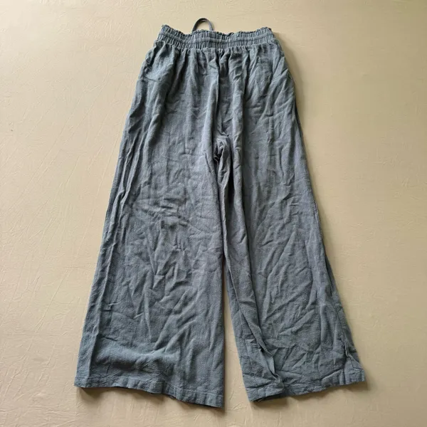 Linen Blend Wide Leg Pants Gray - Image 2