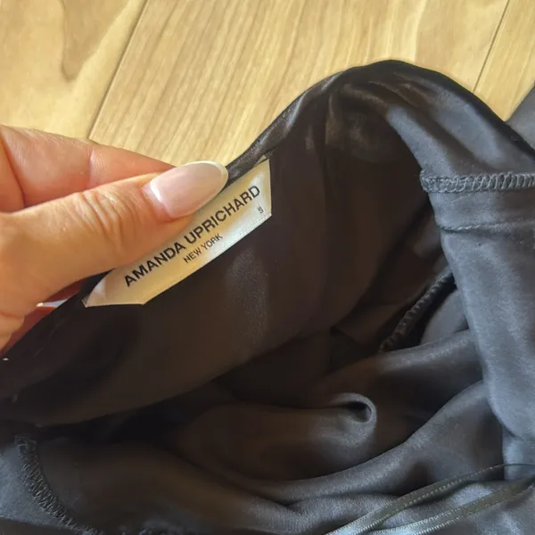 Amanda Uprichard Black Satin Halterneck Dress - Image 3