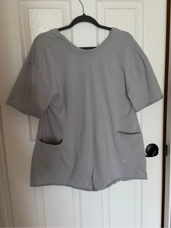 Free People FP Movement Hot Shot Tee Romper in Beach Fog XS - Image 7