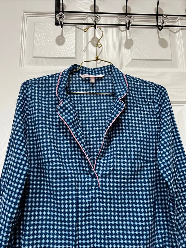 Victoria's Secret Pajama Tunic Dress Geometric Pattern Size XS Blue Cotton Modal - Image 8