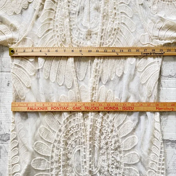 Rebellion Again Ivory Lace Bohemian Floral Mandala Embroidery Kimono Duster S - Image 6