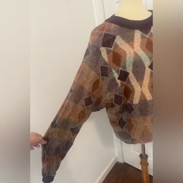 Free People Diamond Days Sweater Wool Mohair Grandpa Cottage Retro Size Large - Image 6