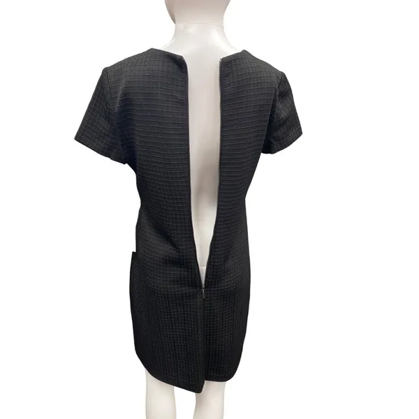 Calvin Klein SKU 498 Black Textured Short Sleeve Sheath Dress Size 4 - Image 4
