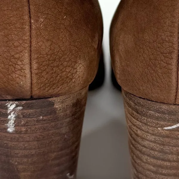 Cole Haan Nike Air Cassidy Ankle Booties Worn Leather Stacked Heel Brown 9.5‎ - Image 11