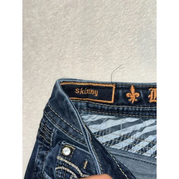 Rock Revival Women's Alivia Skinny Dark Wash Low Rise Jeans Studded Sz 27 - Image 4