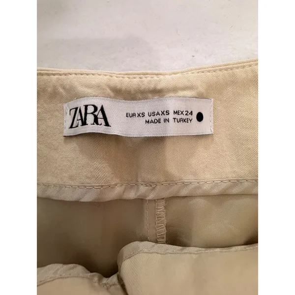 Zara Wrap Cargo Skort Womens XS Beige Sand 100% Cotton Utility Mini Skirt Shorts - Image 6
