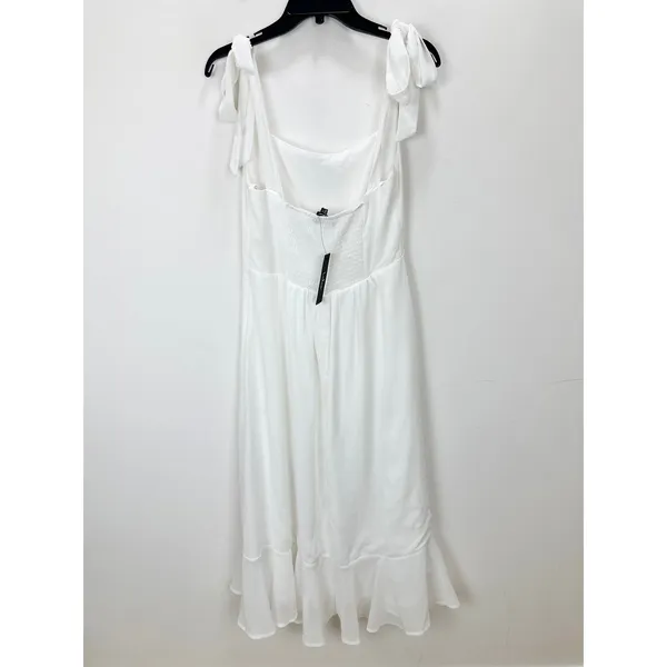 Lulus Summer Invite White Tie-Strap Tiered Midi Dress Wedding Bridal XL NWT - Image 12