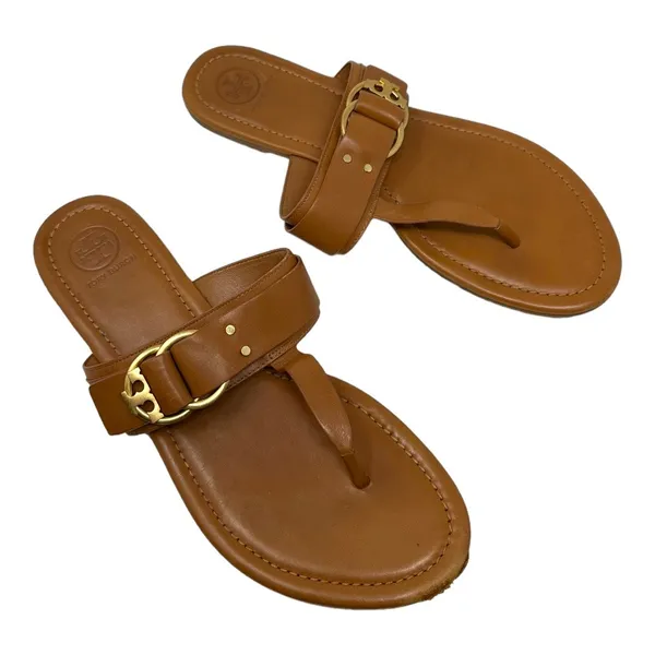 Tory Burch Tan Leather Marsden Flat Thong Sandal Size 9.5 - Image 9