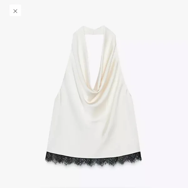 Zara satin effect‎ lace halter top - Image 6