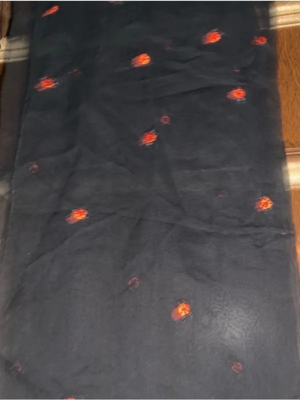 Black Sheer Scarf with Red Embroidered Ladybugs - Image 2