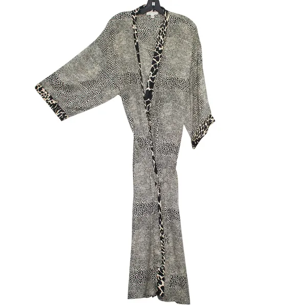 Halston Heritage Robe Silk Old Money Quiet Luxury Mob Wife Regency Animal Print Medium - Image 7