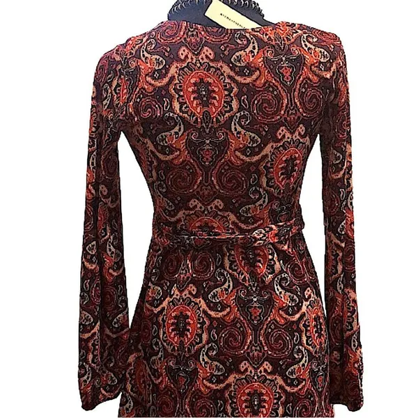 ANTHROPOLOGIE MAEVE Floral Paisley Wrap Front Dress With Belt Sz XS - Image 5
