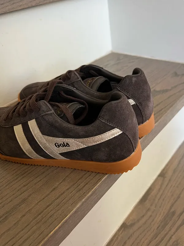 Gola Anthropologie Harrier Mirror Suede Sneakers in Mocha / Gold / Gum NWOB - Image 5