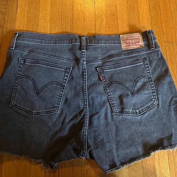 Levi’s Black Distressed High Rise Shorts, Size 34 - Image 2