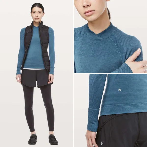 Lululemon Keep The Heat Thermal Long Sleeve in Petrol Blue Size 6 - Image 5