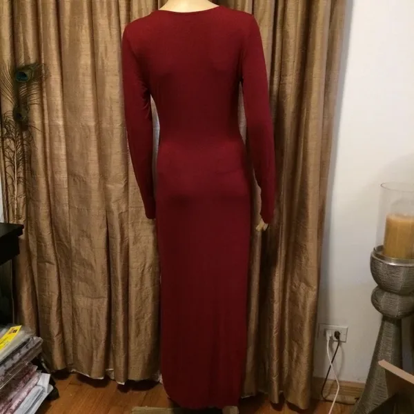 CQ by CQ High/Low Burgundy Goddess Draped Dress - Image 2