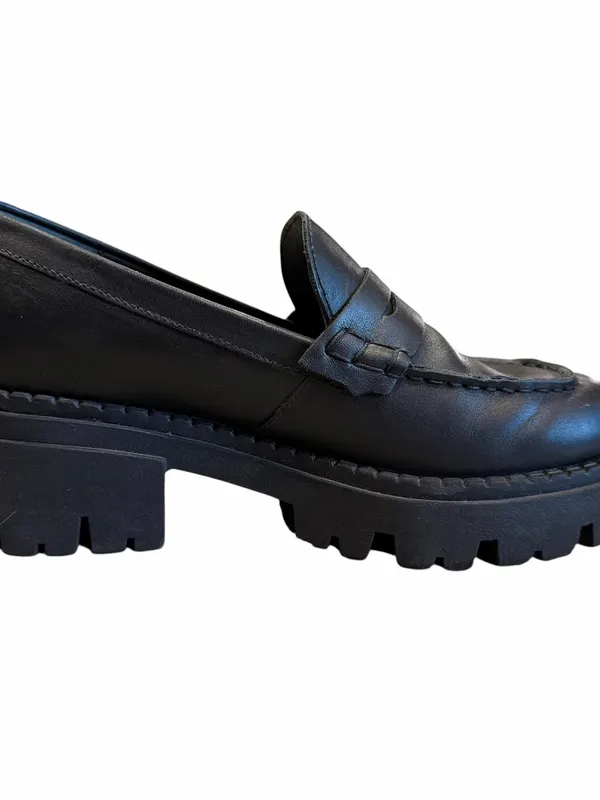 Free People Penny Loafers Size 37 Black Lyra Lug Sole Chunky Preppy Goth BTS - Image 9