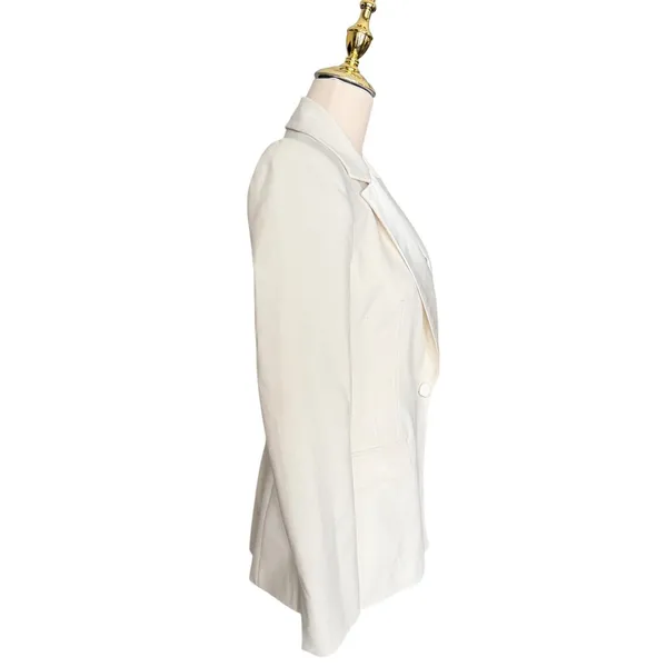 Zara Womens Cream White‎ Satin Lapel Tailored Single Button Blazer XS - Image 3