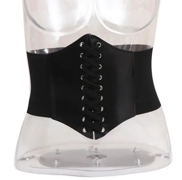 NEW Black Faux Leather Lace-Up Corset Waist Belt Goth Witch Halloween Costume Outfit - Image 6