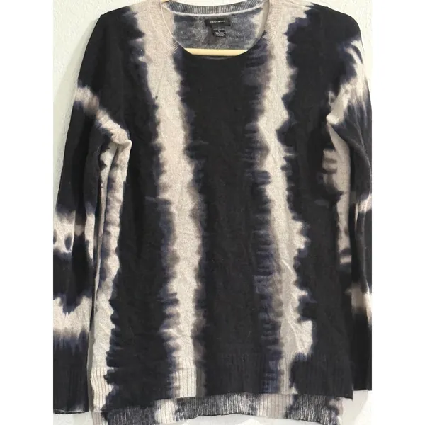 Only Mine Womens Tie Dye 2 Ply Cashmere Sweater Size S Round Neck Mature Lux - Image 2