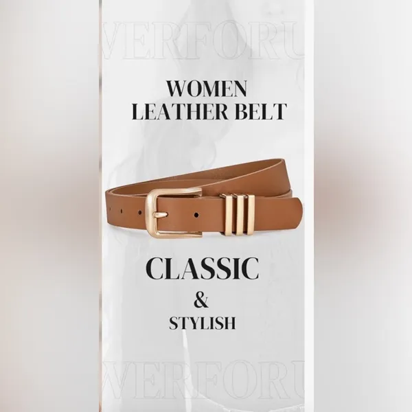 NEW WERFORU Brown Vegan Leather Waist Belt Jean Pants Dresses 25-30” Waist - Image 3