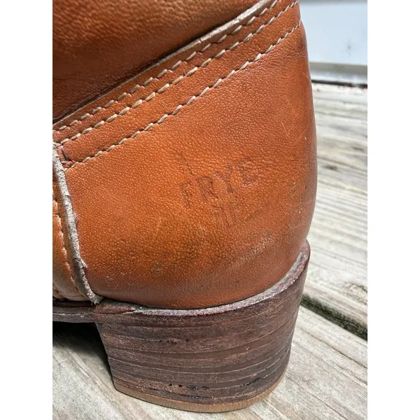 FRYE Campus Leather Boots AZTEC Embroidered Stitching Tan Women’s Size 7 - Image 8