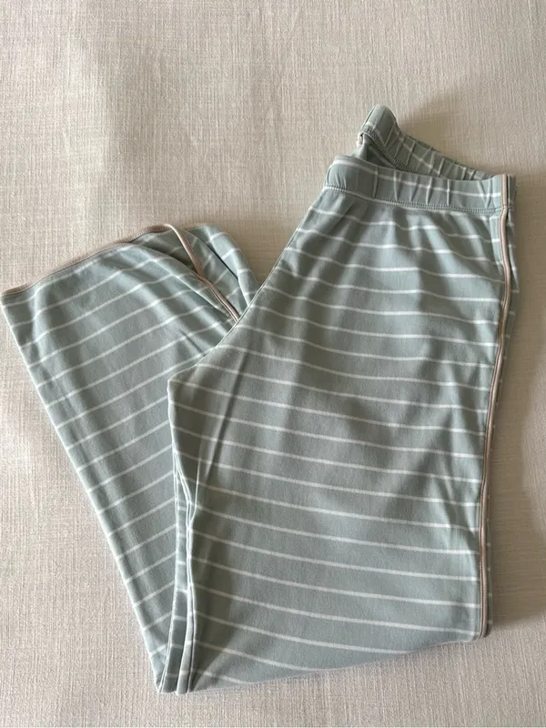 Lake Pajamas Pima Cotton Mint Stripe Pants, Medium - Image 3