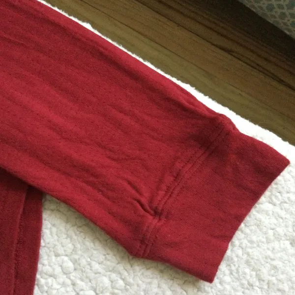 Vintage NWT Y2K Split-Neck Long Sleeve Split Neck Tee Red Cotton - Sz Small - Image 5