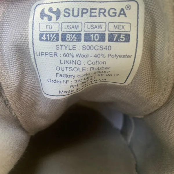 Superga Sneakers Gray Wool Platform Lace‎ Up Women’s size 10 - Image 9