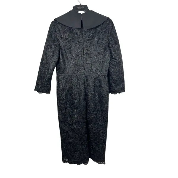 Lily & Taylor Black Lace Formal Dress Women’s 6 Satin Shawl Collar Midi Evening - Image 4