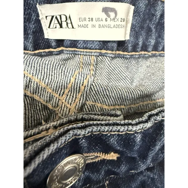 Zara Jeans Womens Blue Size 6 Denim Flare High Rise Raw Hem Medium Wash - Image 13