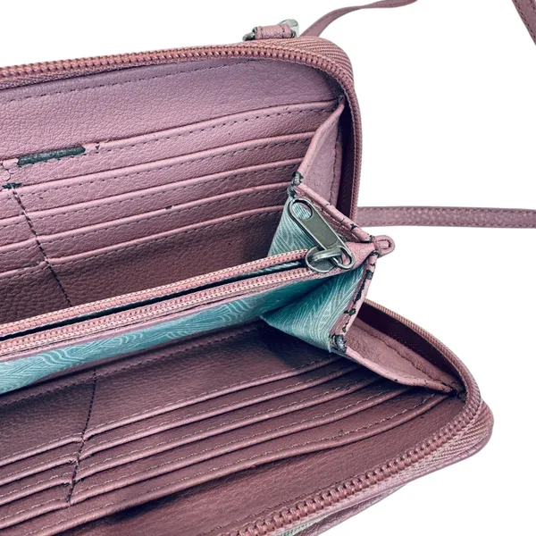 The Sak Leather Studded Wallet Crossbody‎ Purse Convertible Phone Bag Mauve - Image 6