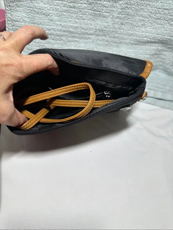 Nautica Black and Tan Wristlet Clutch with crossbody strap NWT - Image 3