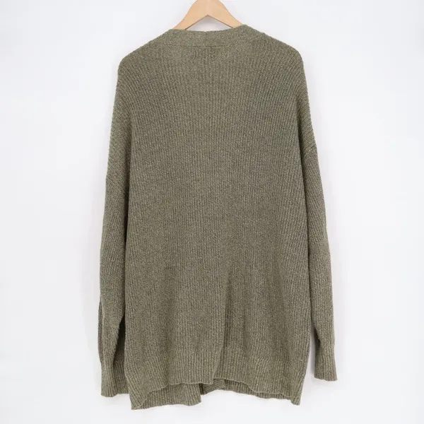 American Eagle Outfitters Cardigan Sweater Womens Large Olive Green Knit Ribbed - Image 4