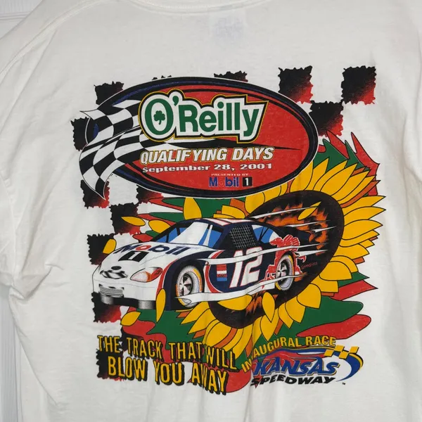 Vintage 2001 Gildan O'Reilly Racing Car Crewneck T-Shirt XLarge - Image 4
