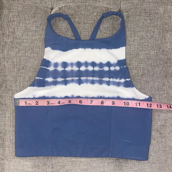 Aerie Offline Blue and White Tie Dye Longline Sports Bra - Image 4