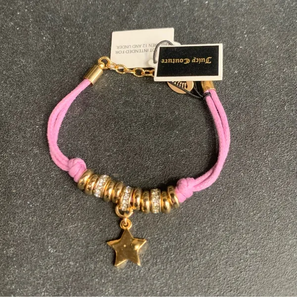 Juicy Couture B-Corded Friendship Bracelet Silver Pave Crystal Star Charm Bundle - Image 8