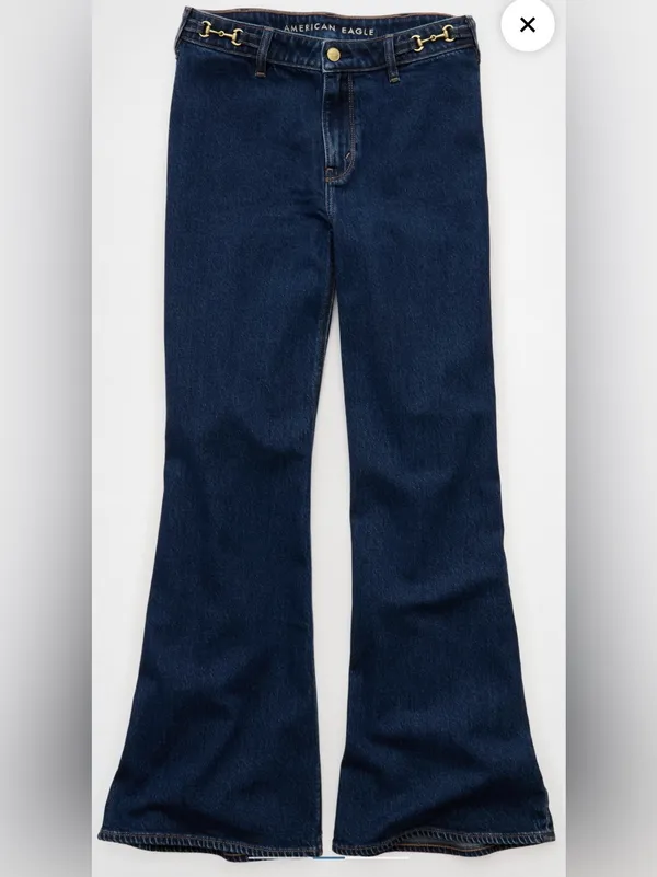 American Eagle High-Rise Flare Dark Blue Women’s Jeans - Image 3