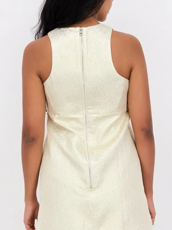 River Island Metallic Gold Textured Mini Dress - Image 7