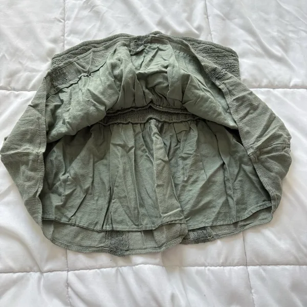 American Eagle‎ Smocked Tube Top Womens Medium Green Boho Hippie Whimsy Fairy - Image 5