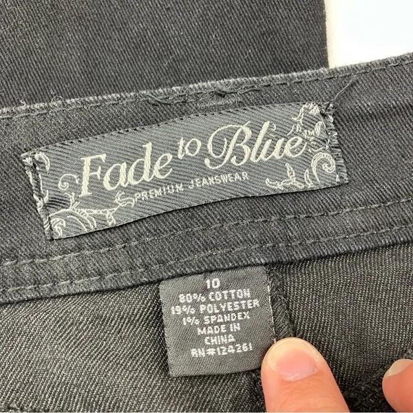 Fade to Blue Black Skinny Straight Leg Rolled Cuff Jeans Womens 10 - Image 3