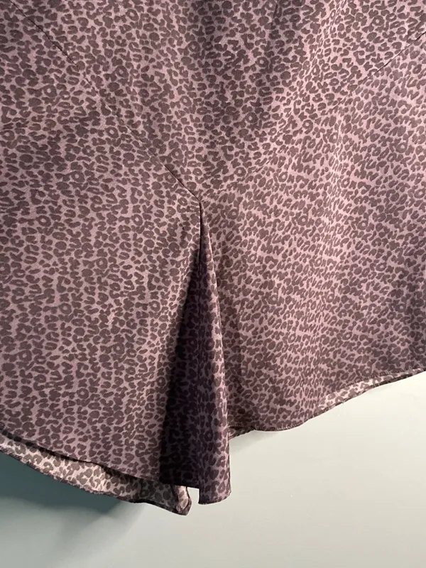 Women’s XL Leopard Print Midi Skirt Mauve Purple Boho Flowy Festival - Image 3