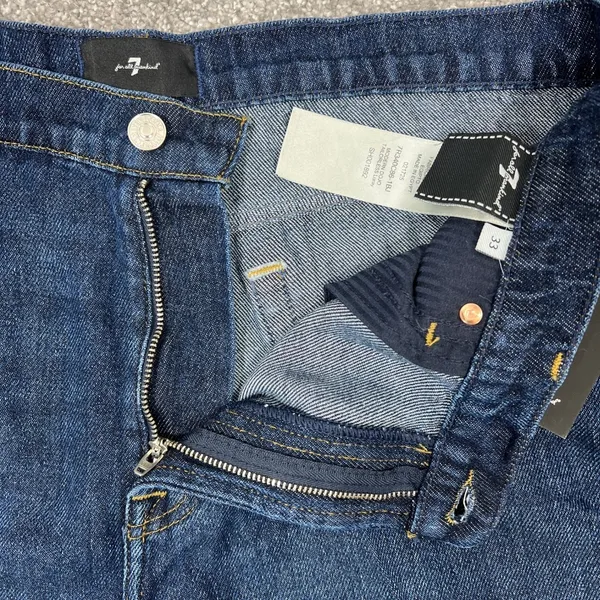 7 For All Mankind Modern Dojo Tailorless Wide Leg Jeans 33" Luray Dark Wash NEW! - Image 6