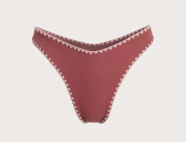 BERLOOK Contrast Stitch Bikini Bottom ONLY 02 Red - Image 5