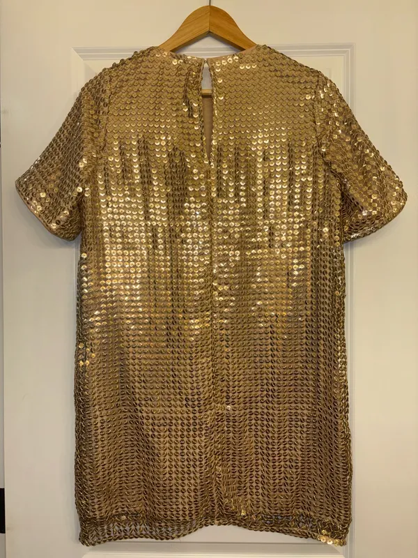 Gold Mini Lulus Sequin Dress - Image 2