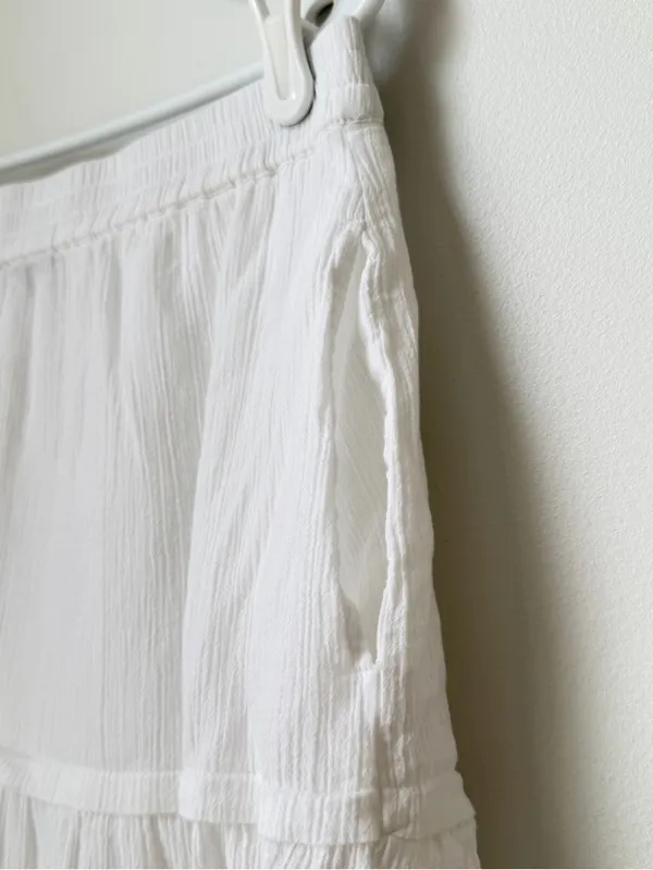 Talbots Crinkle Gauze Tiered Midi Skirt Womens M White Lined Peasant Cottage - Image 5